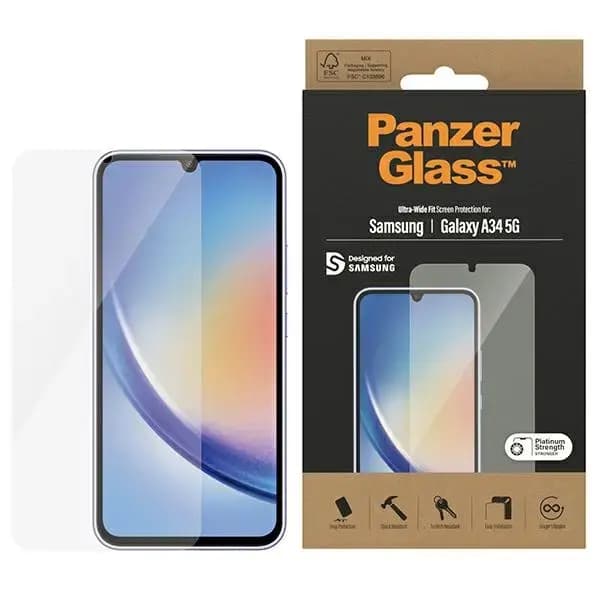 PanzerGlass Ultra-Wide Fit tempered glass for Samsung Galaxy A34
