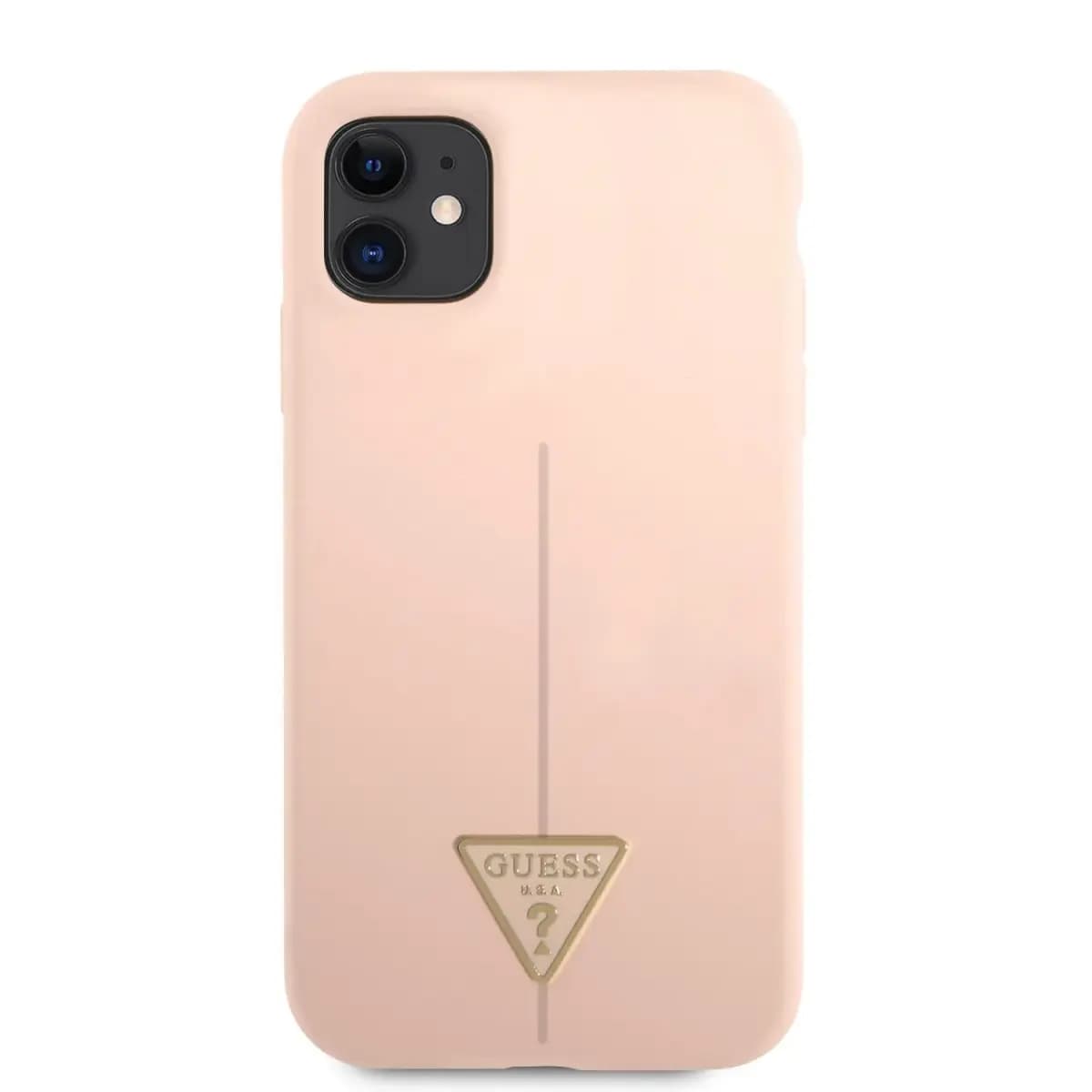 Guess Silicone Line Triangle telefoniümbris iPhone 11, roosa
