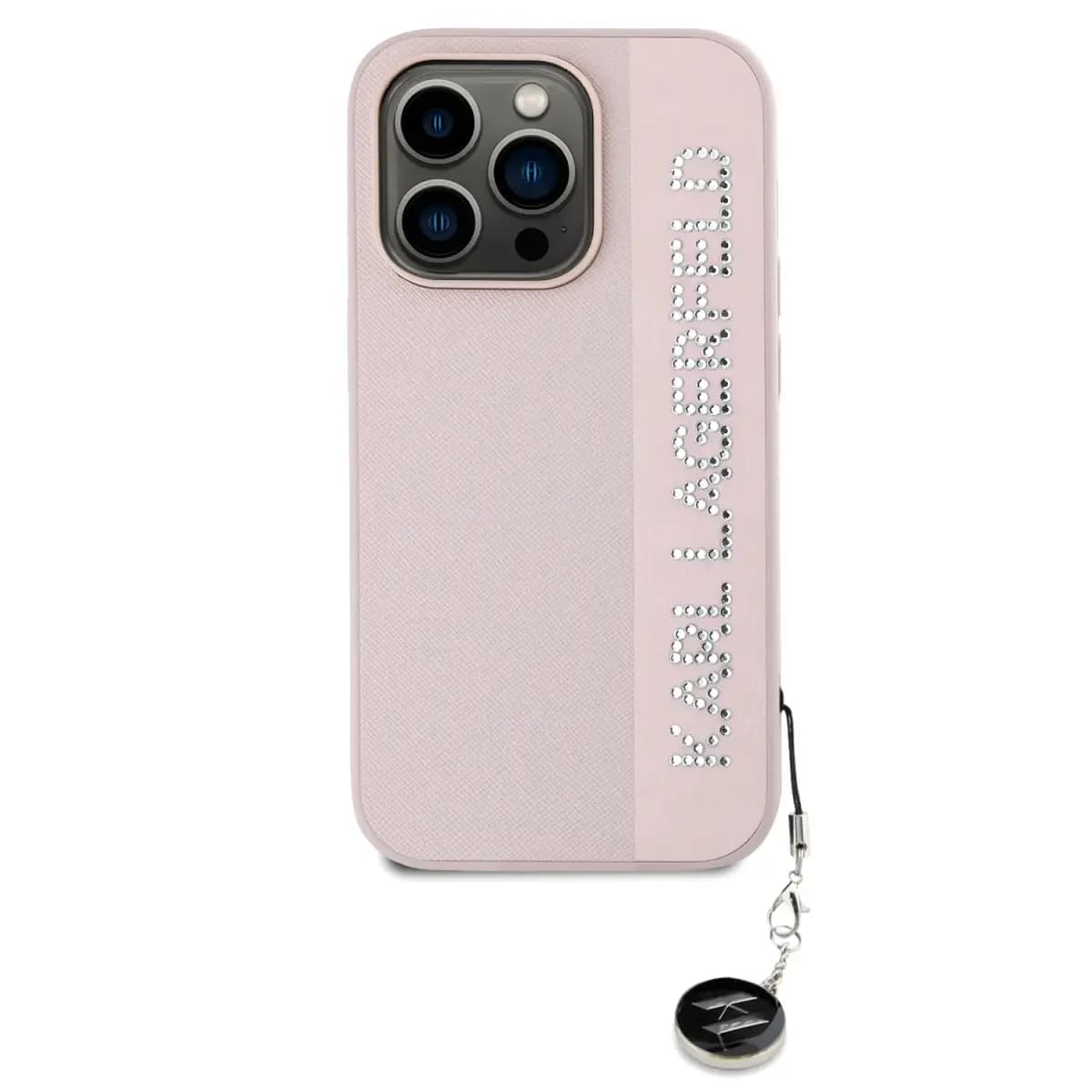Чехол Karl Lagerfeld PU Saffiano Rhinestone Charm для iPhone 14 Pro, розовый