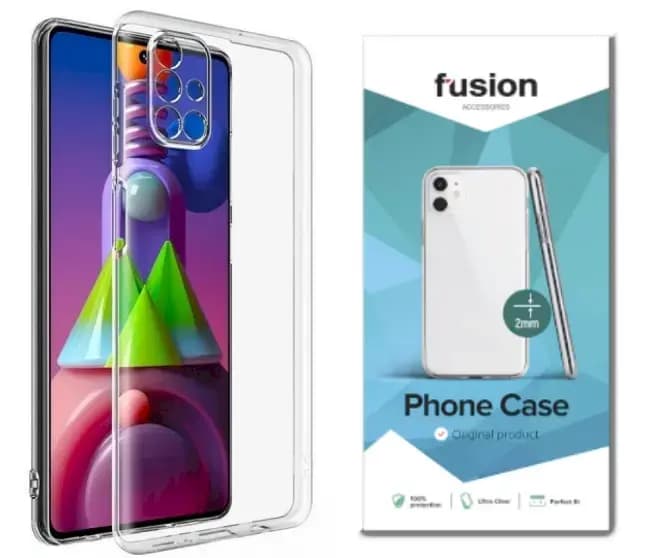 Fusion Ultra Clear Series 2 mm phone case for Samsung Galaxy M51, clear