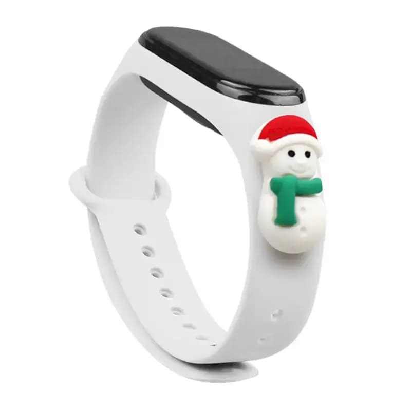 Fusion Xmas Snowman silikoonist kellarihm Xiaomi Mi Band 3/4, valge