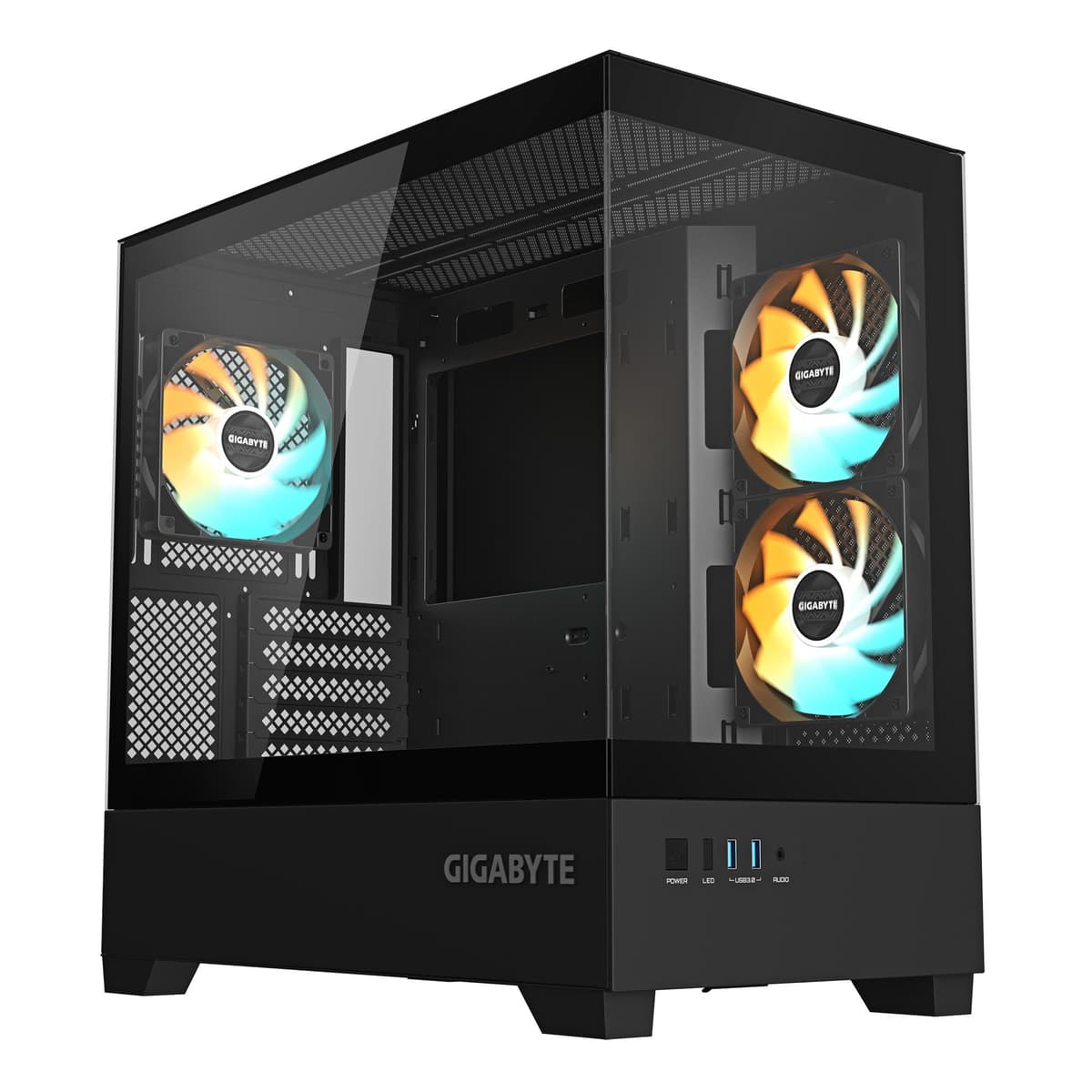 Gigabyte C201 Panoramic Midi Tower Case – Micro ATX/Mini-ITX, Black