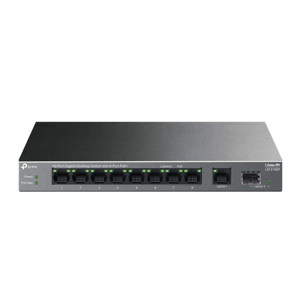 TP-Link LS1210GP 8-Port PoE+ Gigabit Unmanaged Switch with SFP