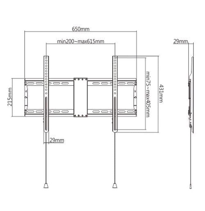 Gembird WM-80F-01 teleri seinakinnitus 37–80", must