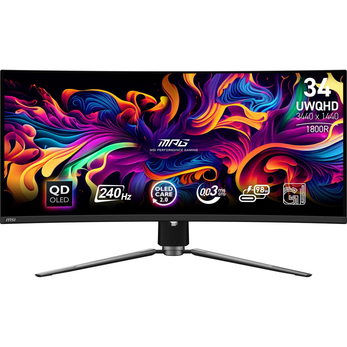MSI MPG 341CQPX QD-OLED 34-tolline kover monitor 3440 x 1440, 21:9, 240 Hz
