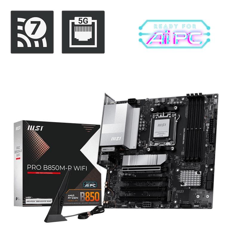 Материнская плата MSI PRO B850M-P WIFI, AM5, DDR5, Wi-Fi 7, micro ATX