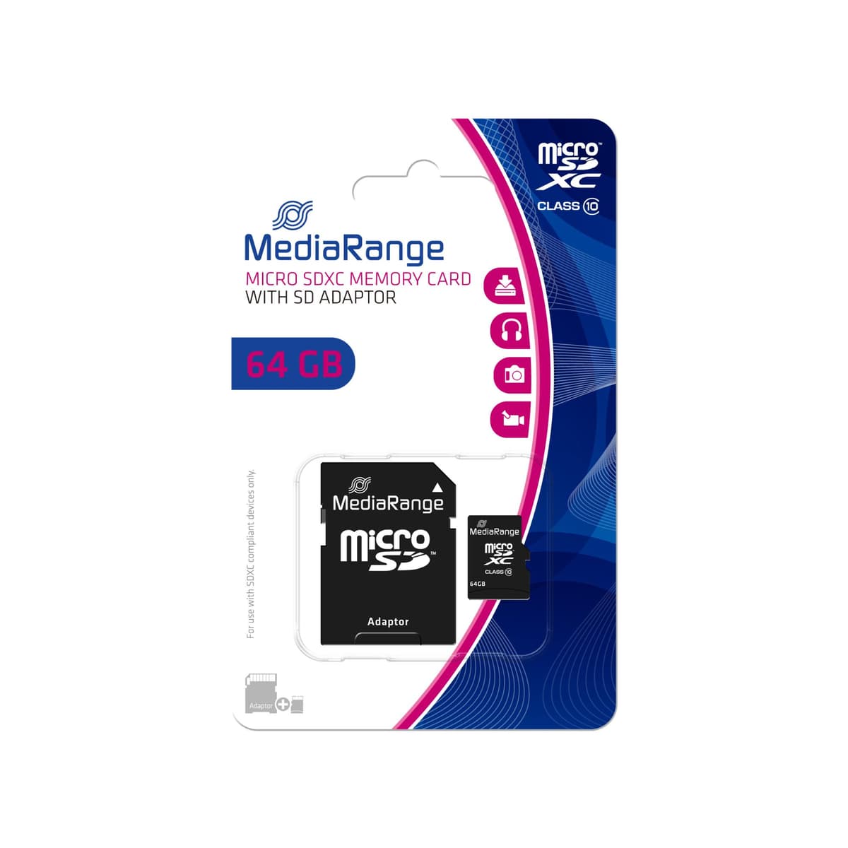 MediaRange MR955 MicroSDXC 64GB Class 10 Memory Card