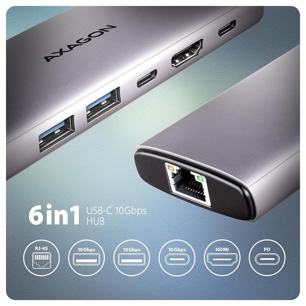 AXAGON HMC-6G2L USB-C Hub 6-in-1 10Gbps Docking Station