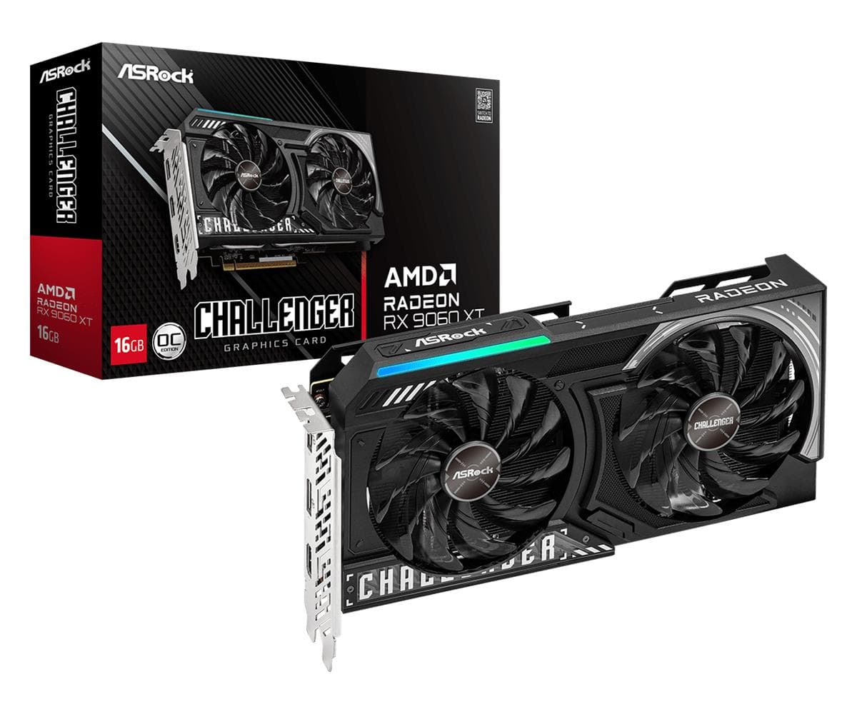 ASRock Radeon RX 9060 XT graphics card, 16 GB GDDR6, dual slot