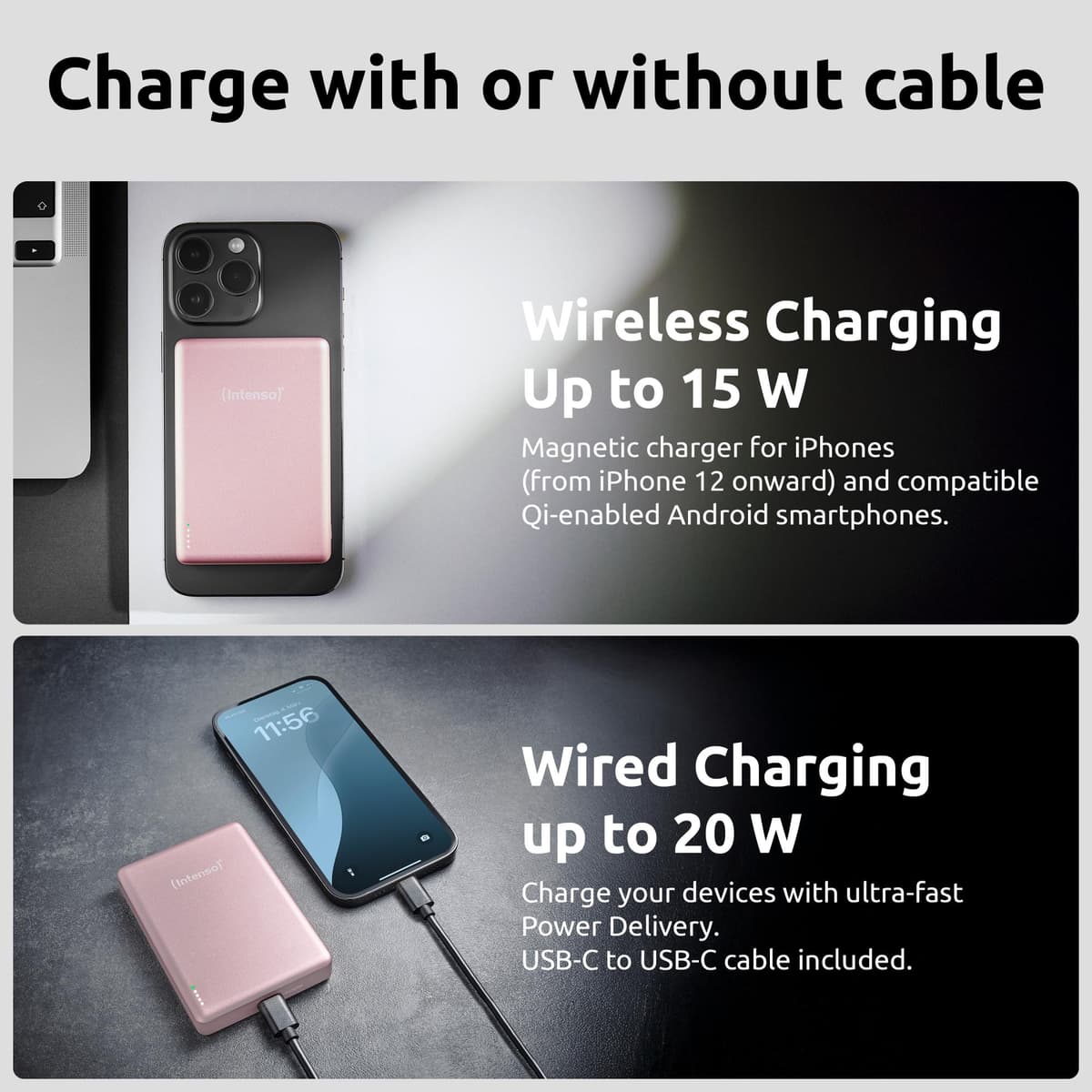 Intenso Mag 10000 mAh roosa juhtmevaba powerbank