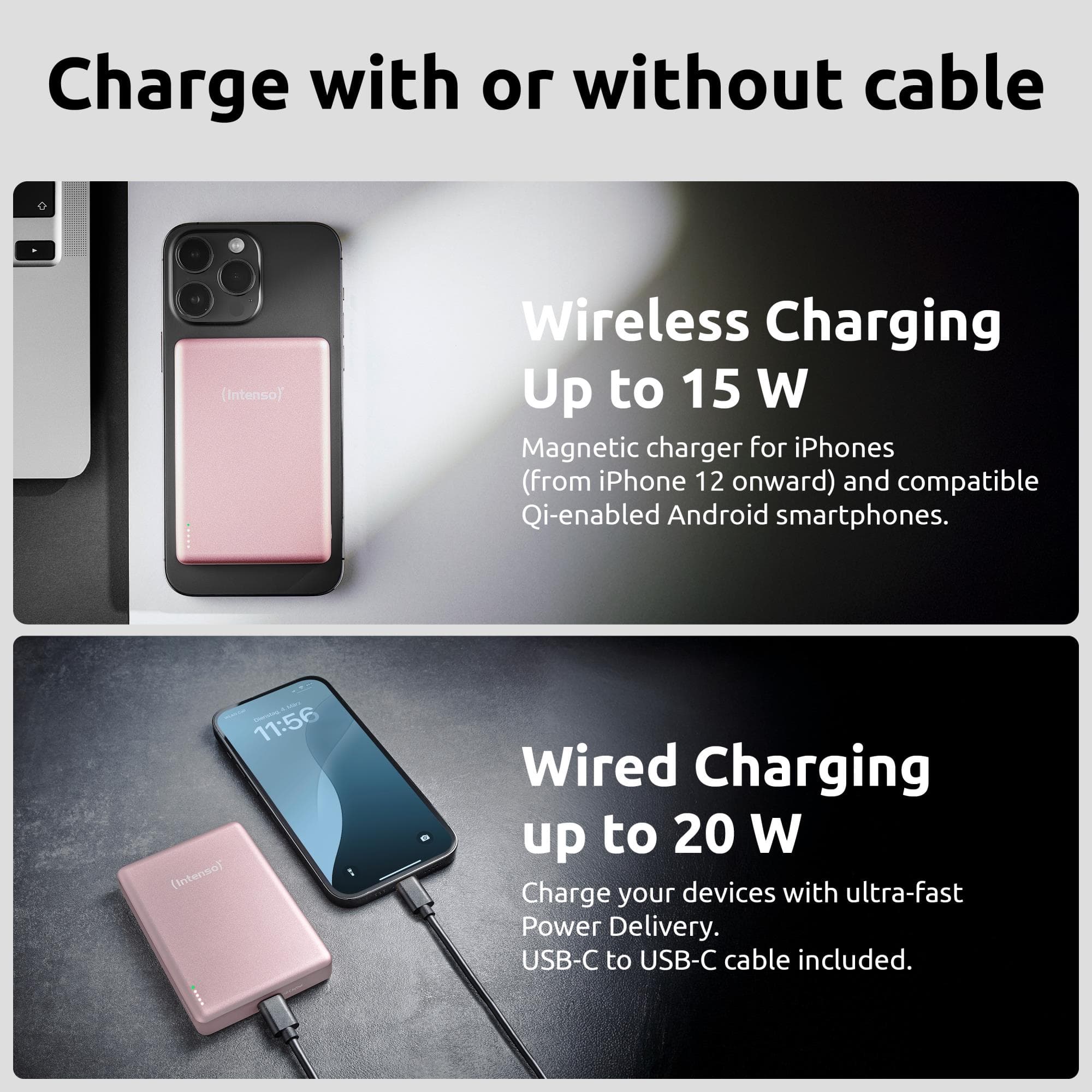 Intenso Mag 10000 mAh roosa juhtmevaba powerbank