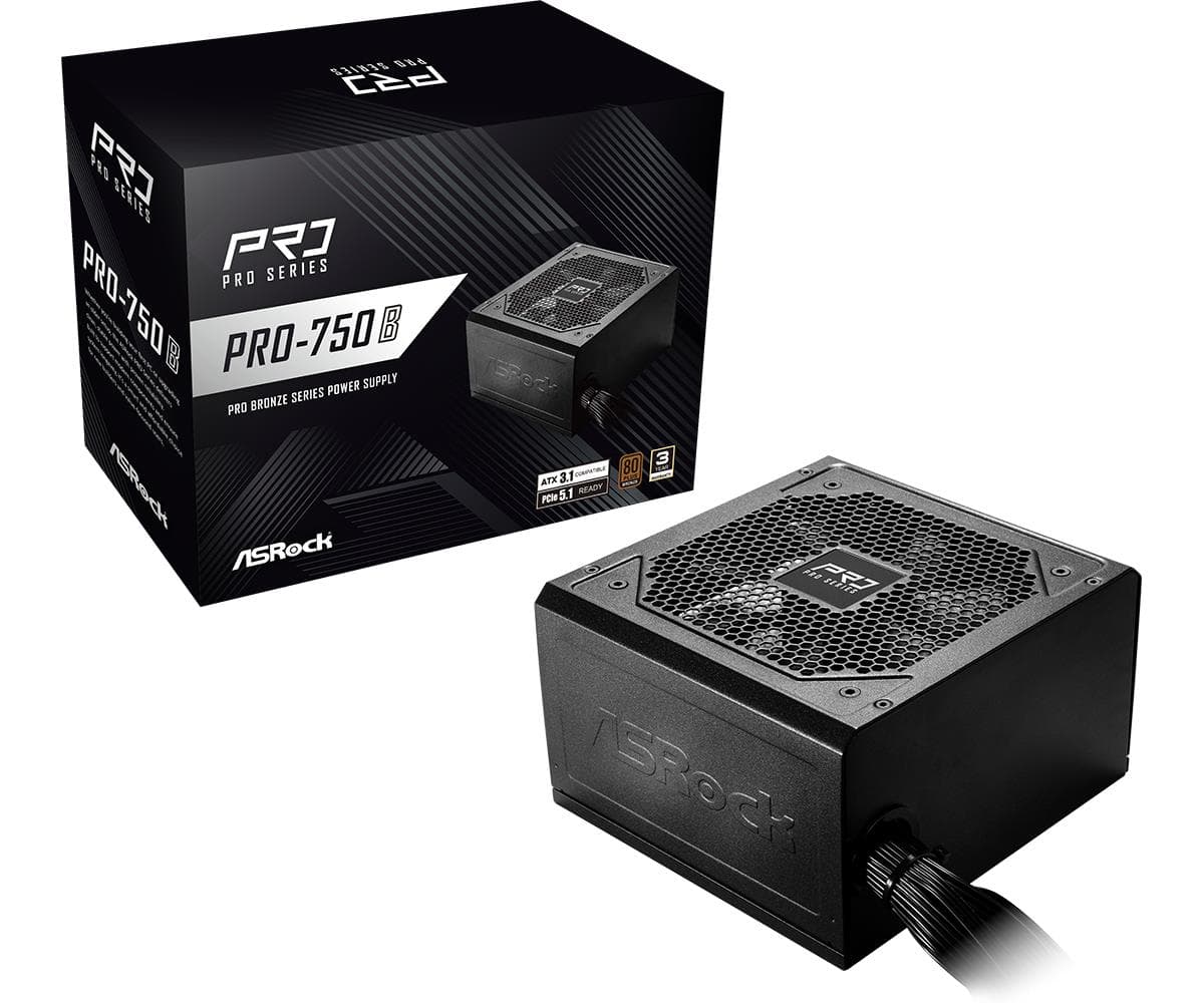 ASRock PRO-750B 750W ATX Power Supply, 80 PLUS Bronze
