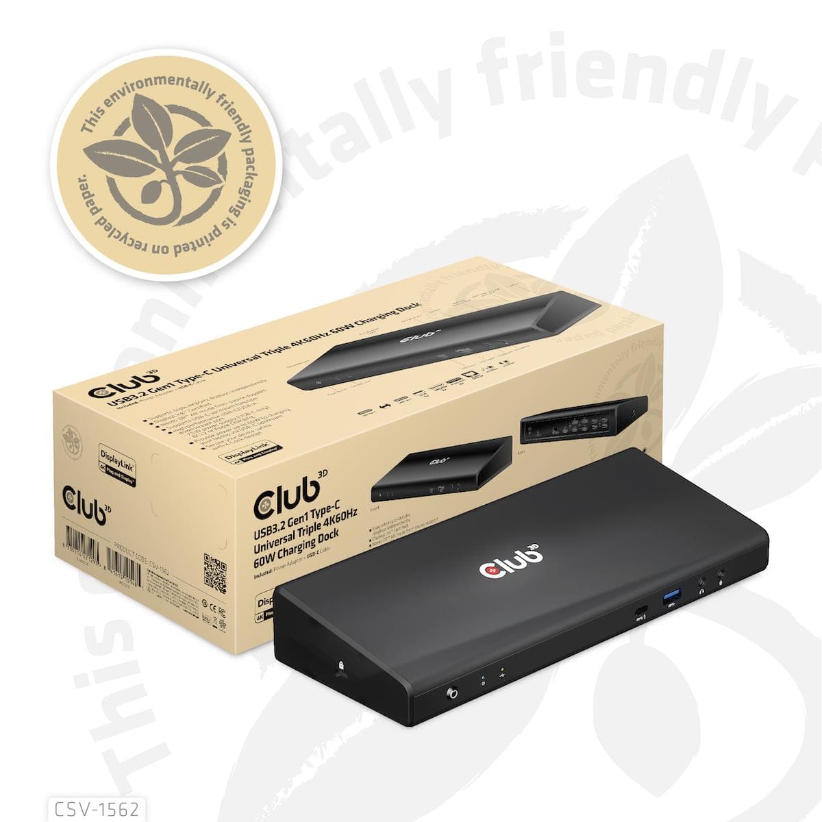 CLUB3D CSV-1562 USB-C dokk 3×HDMI LAN-iga