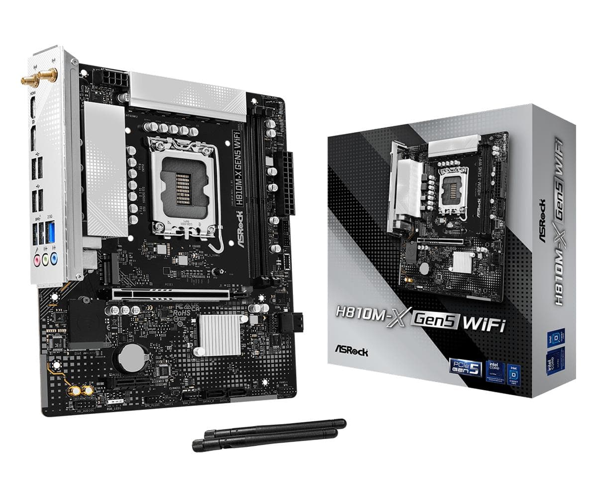ASRock H810M-XGEN5WIFI mATX Motherboard – LGA 1851, DDR5, Wi-Fi 6