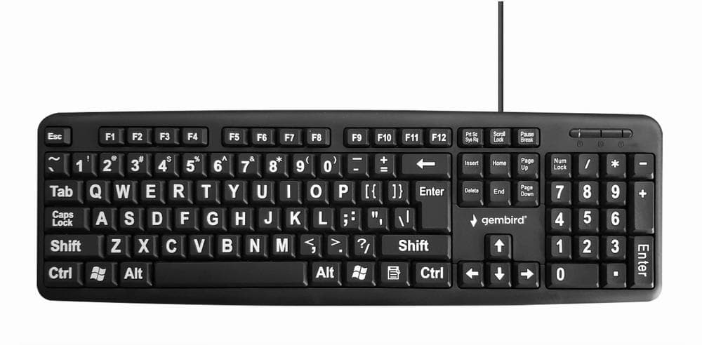 Gembird KB-US-103 klaviatuur USB suurte tähtedega, must
