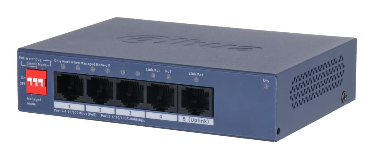 Dahua DH-CS4005-4ET1GT-36 PoE switch 5 pordiga, 36 W