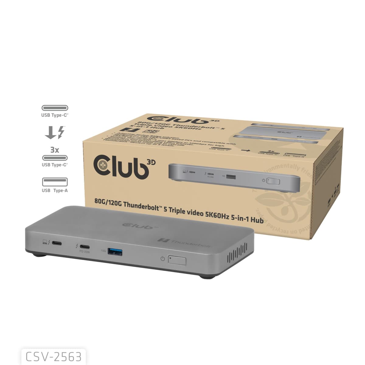CLUB3D Thunderbolt 5 докстанция 180W серебристая