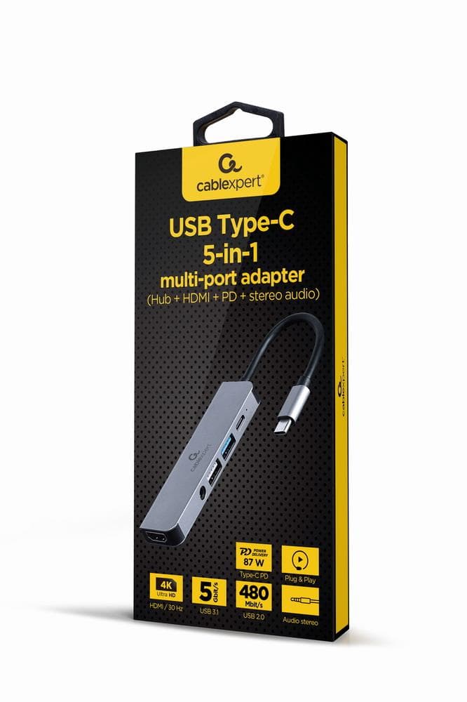 Gembird USB-C to HDMI/USB 3 5-in-1 Adapter Silver