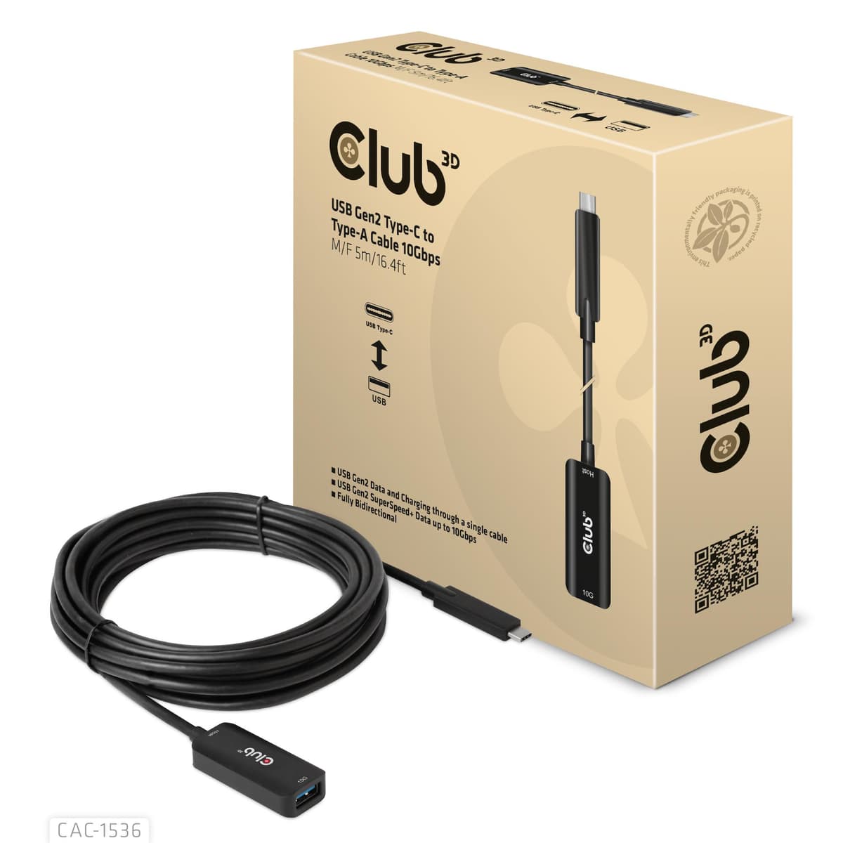 CLUB3D CAC-1536 USB-C кабель 5м чёрный