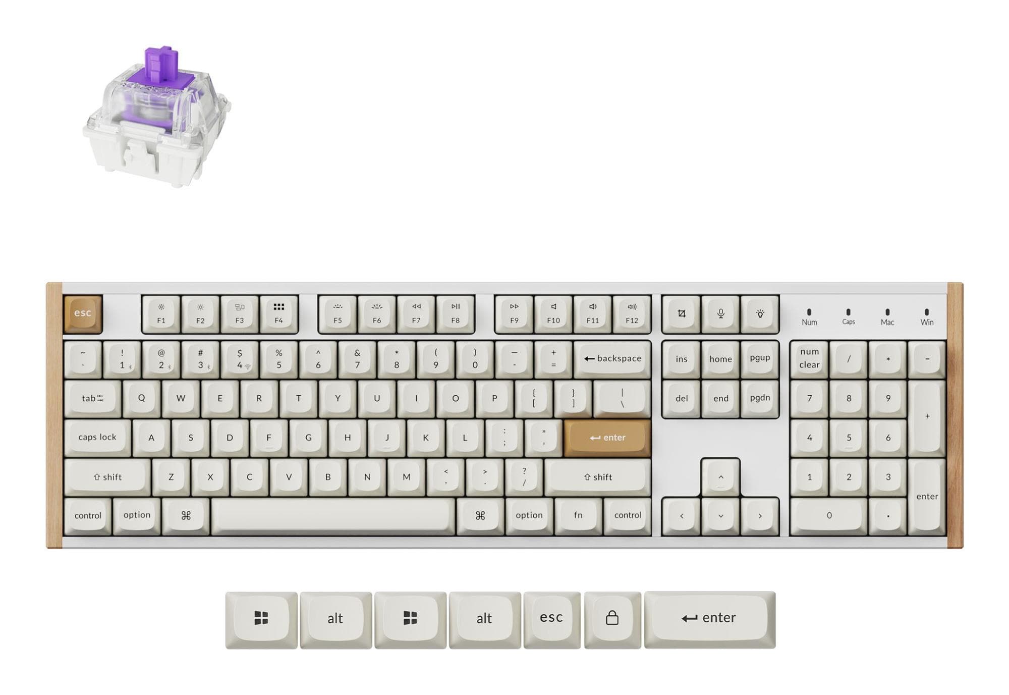 Keychron K10 HE magnetklaviatuur, täismõõdus, puidust raam, valge