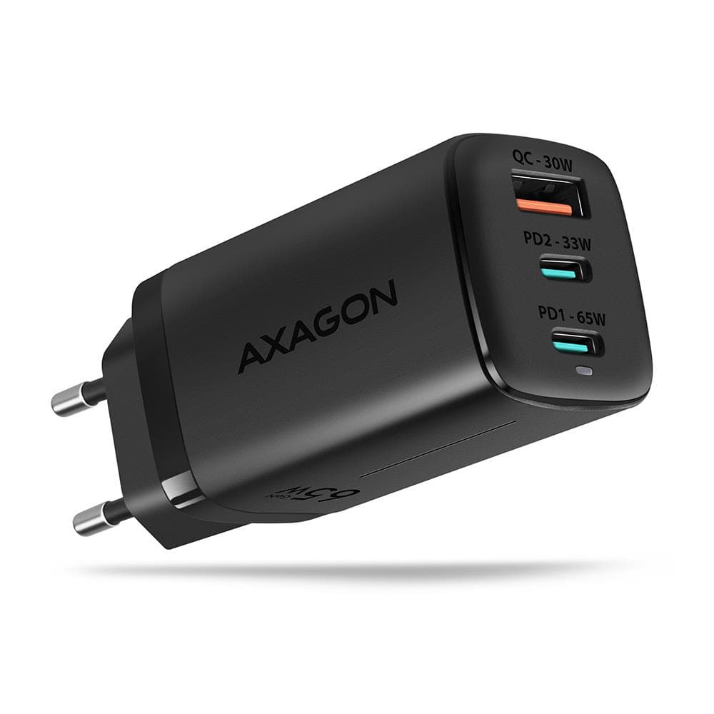 Сетевое зарядное устройство AXAGON ACU-DPQ65 GaN 65W (3 порта)