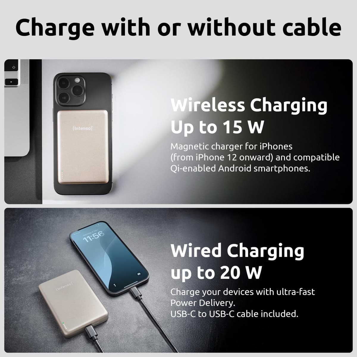 Intenso Mag 10000mAh Wireless Power Bank – Champagne