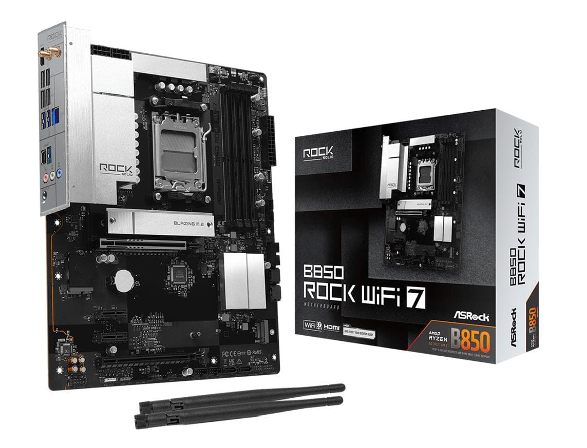 ASRock B850 Rock WiFi 7 AM5 ATX emaplaat DDR5 ja WiFi 7-ga