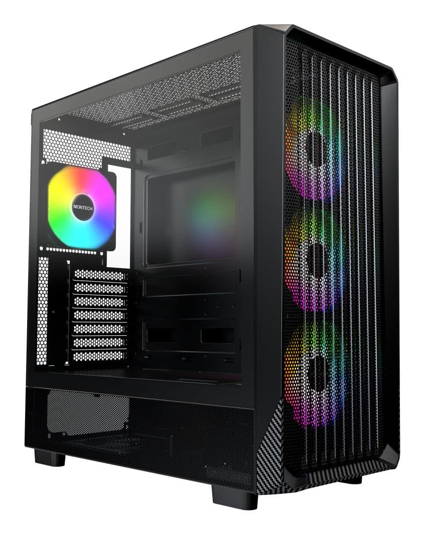 Montech X5 Midi Tower PC Case, ATX/EATX/Mini-ITX, Black