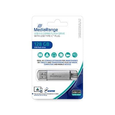 Флешка MediaRange MR938 128 ГБ USB 3.2 Gen 1, серебристая