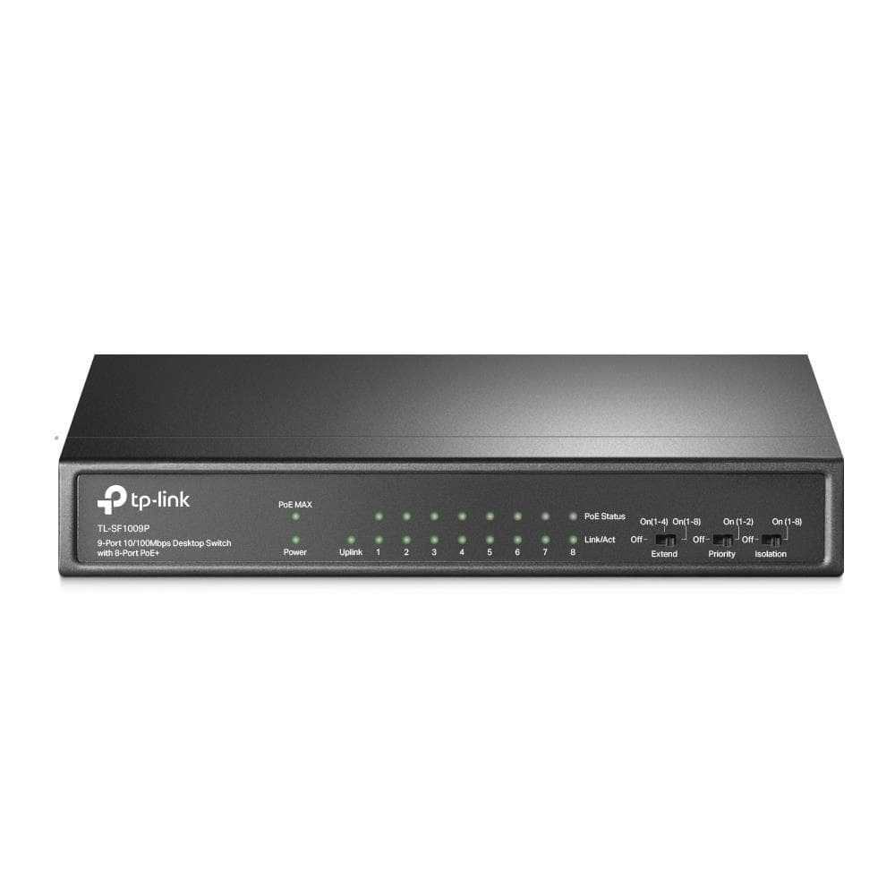TP-Link TL-SF1009P 9-Port Unmanaged PoE+ Switch, 8×PoE+