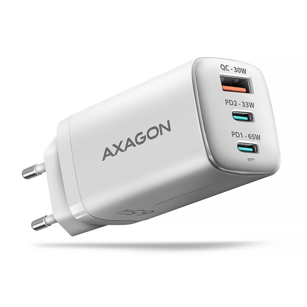 Сетевое зарядное устройство AXAGON ACU-DPQ65W GaN 65W, 3 порта