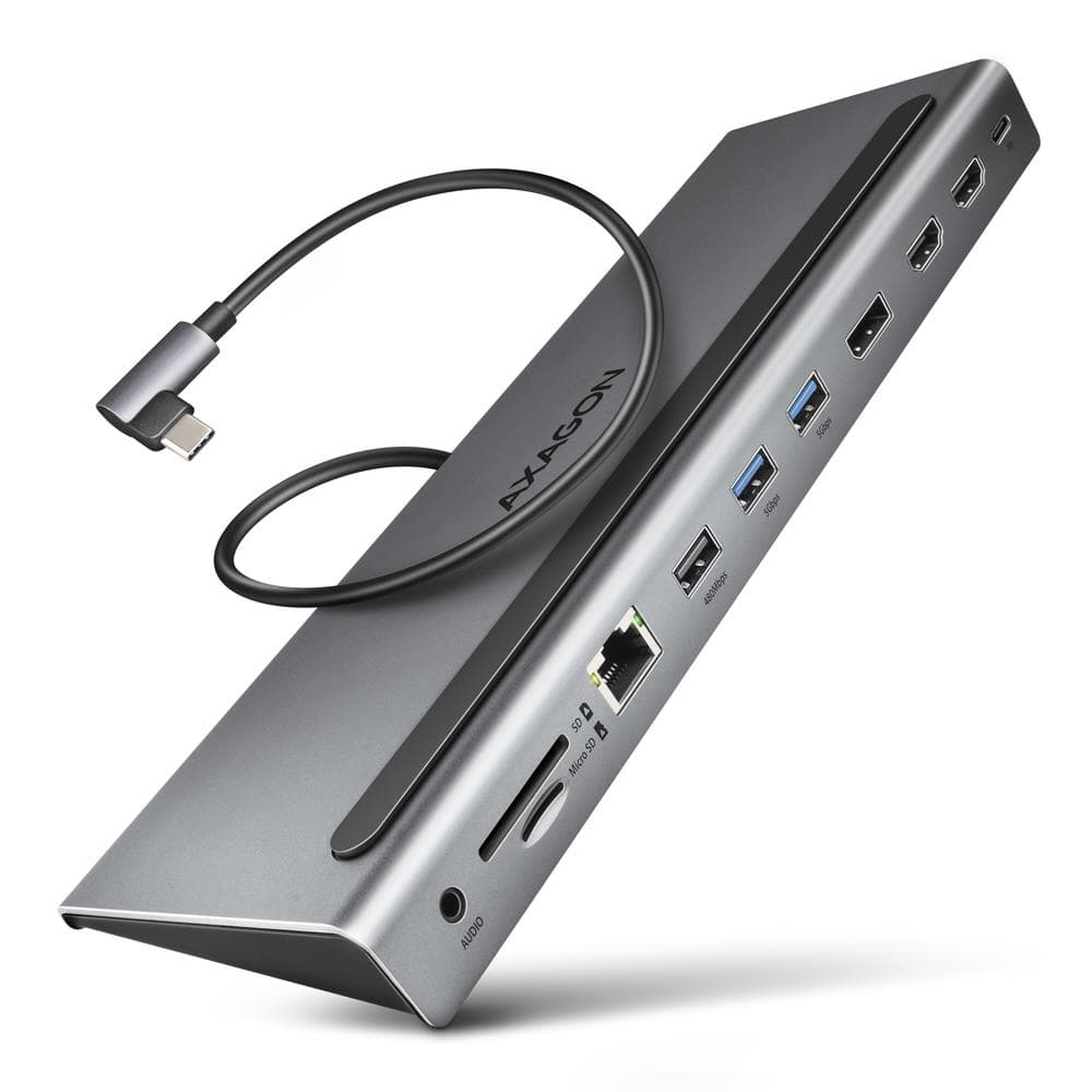 Axagon HMC-4KX3 11-in-1 USB-C docking station Grey