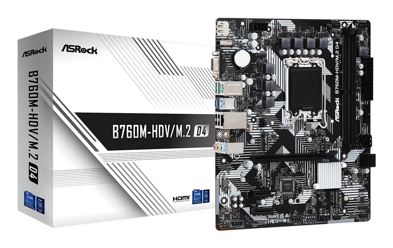 ASRock B760M-HDV/M.2D4 emaplaadi Intel LGA1700 DDR4 Micro-ATX
