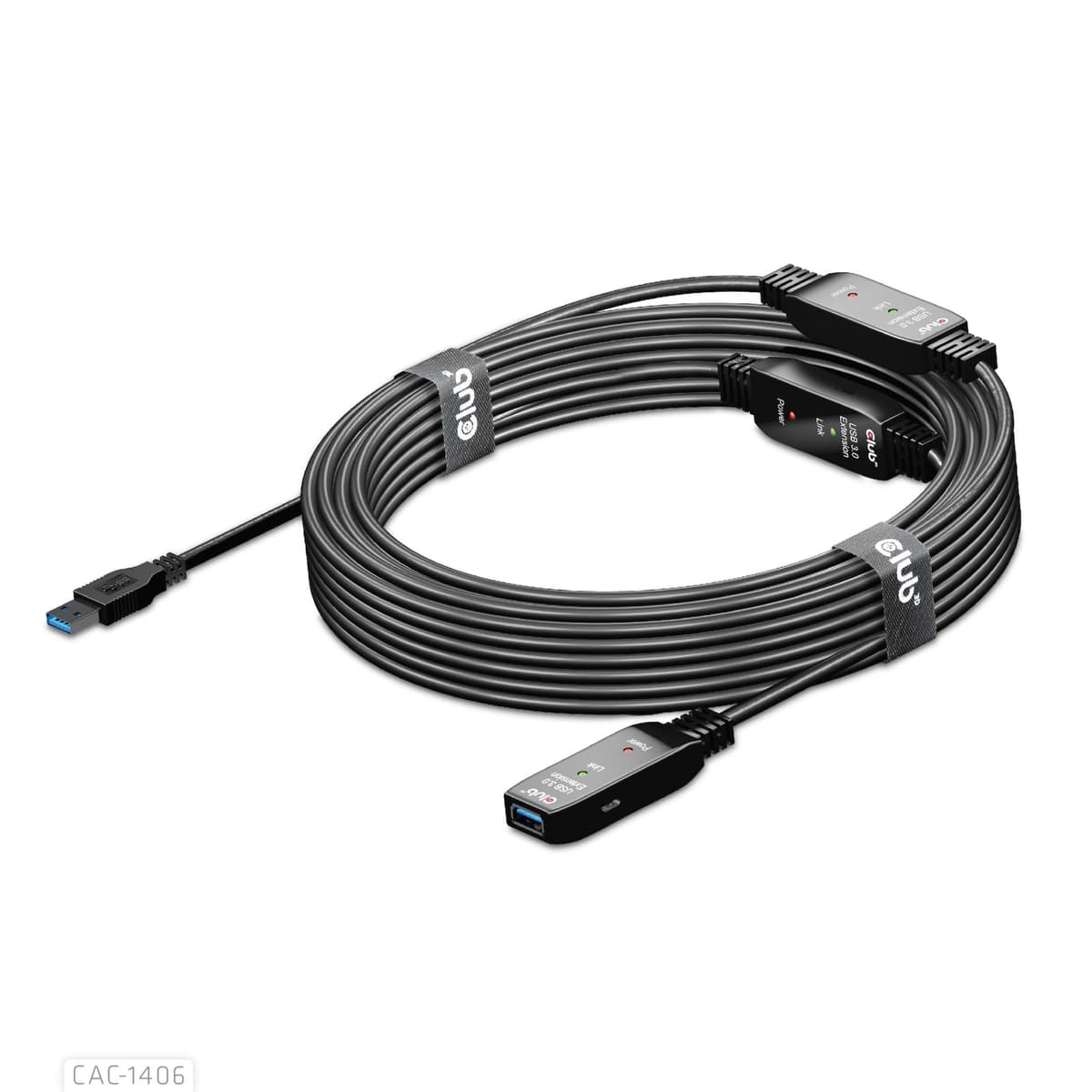 CLUB3D USB 3.2 kabel 15m pikendaja must