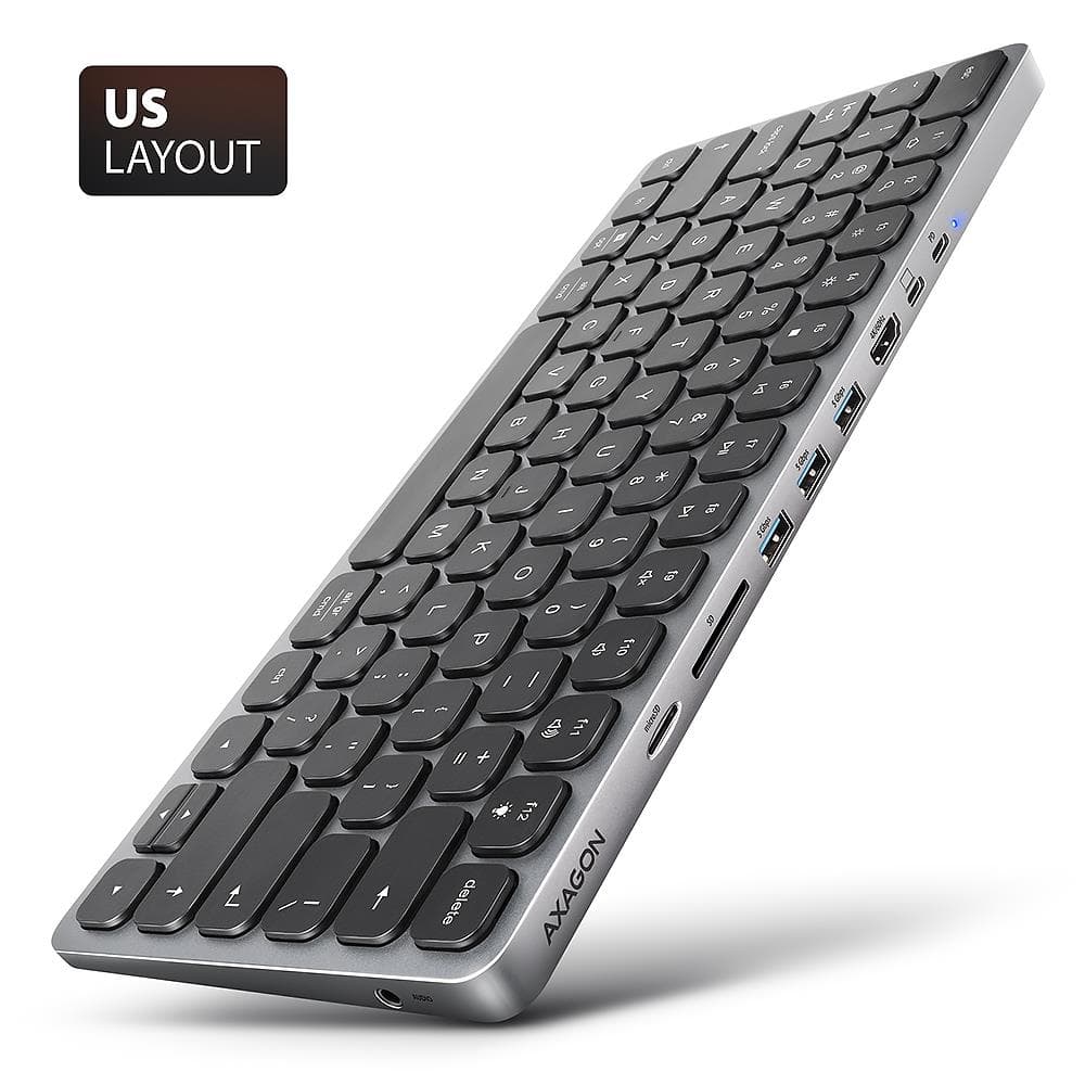 AXAGON HMC-KB-US 9-in-1 USB-C Hub Keyboard