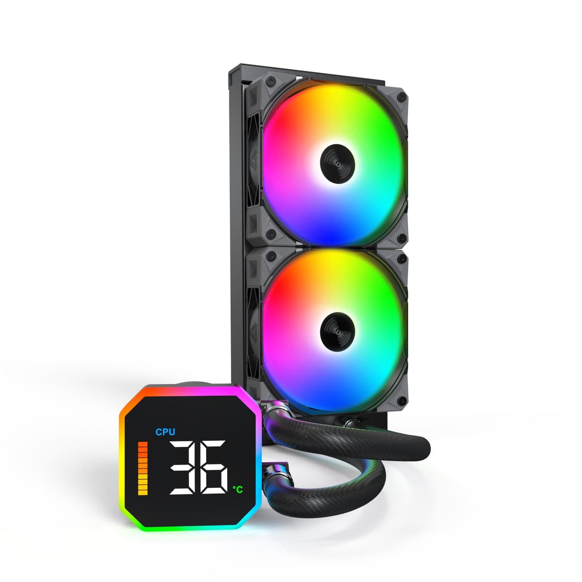 Montech HyperFlow Digital 240 AIO Liquid CPU Cooler, Black