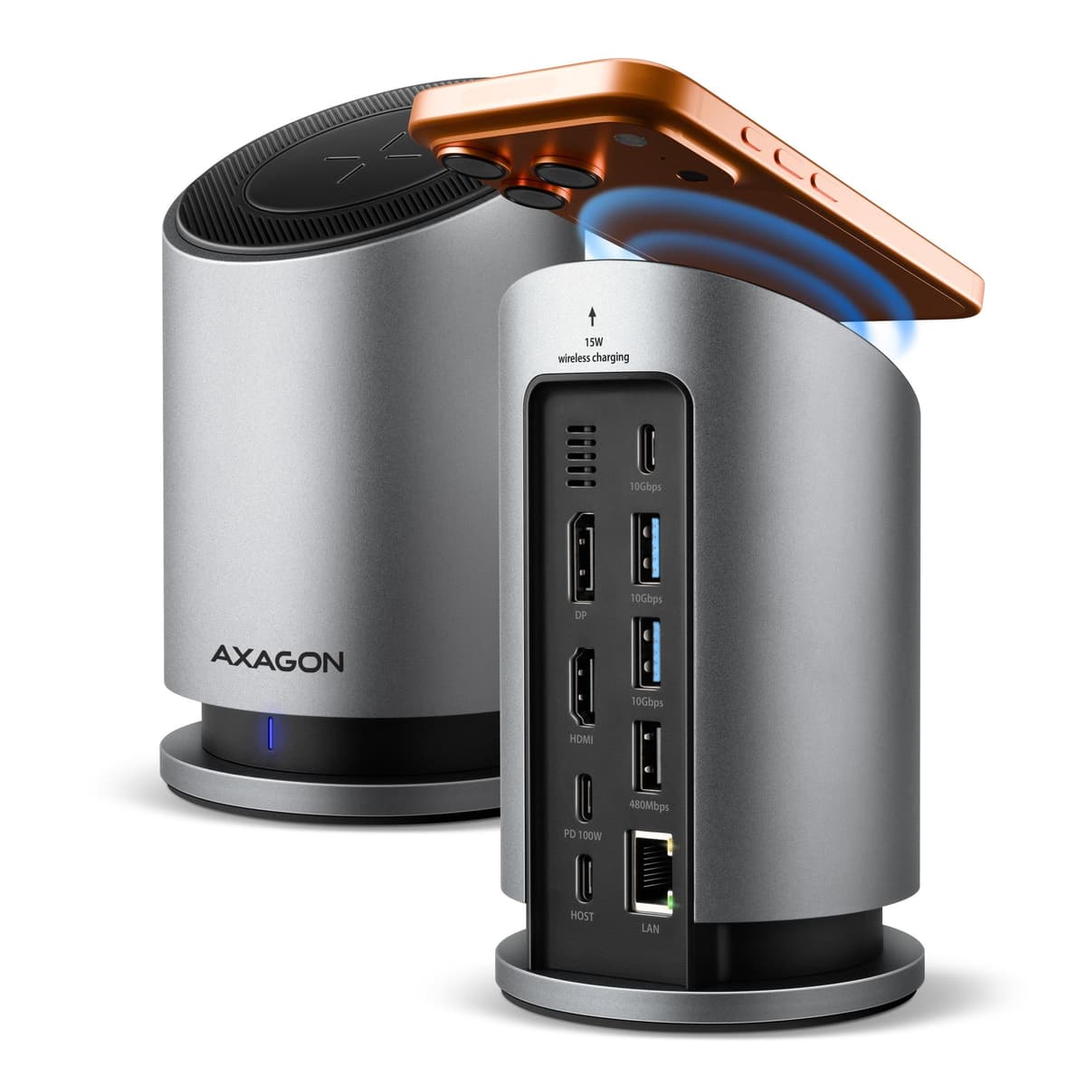 AXAGON HMC-WL9 USB-C 9-in-1 docking station grey
