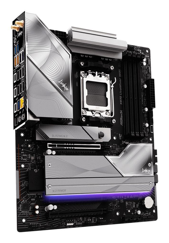Mainboard|ASROCK|AMD X870|Socket AM5|ATX|RAM DDR5-SDRAM|4xSlots|On-board graphics card Yes|Wi-Fi Yes|Bluetooth Yes|1xNumber of M.2 (M) slots|X870LIVEMIXERWIFI