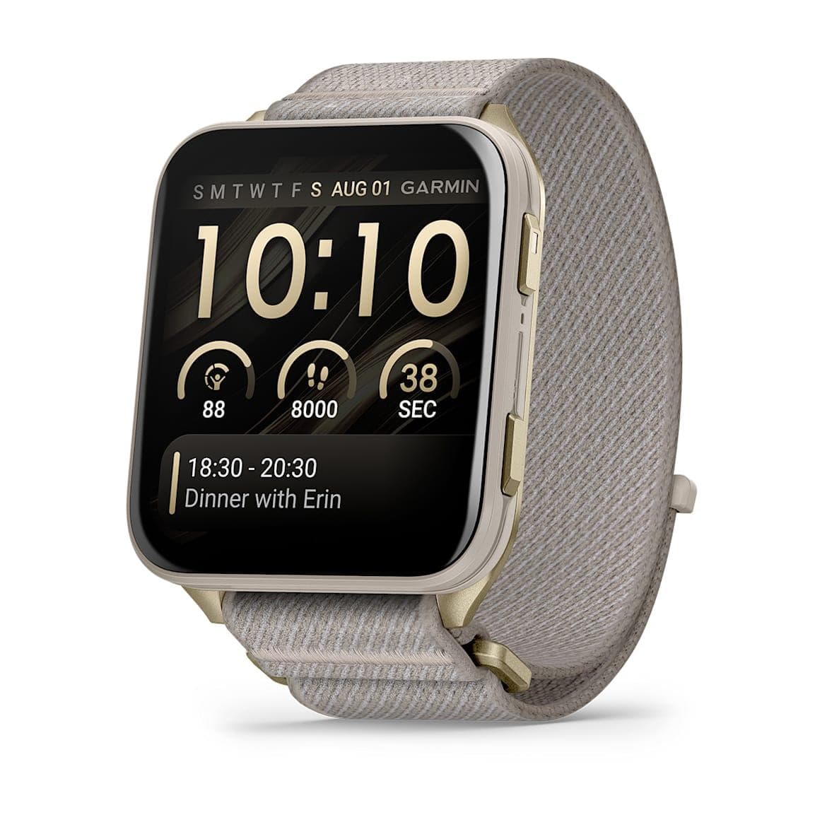 Garmin Venu X1 Gold Titanium smartwatch with heart rate