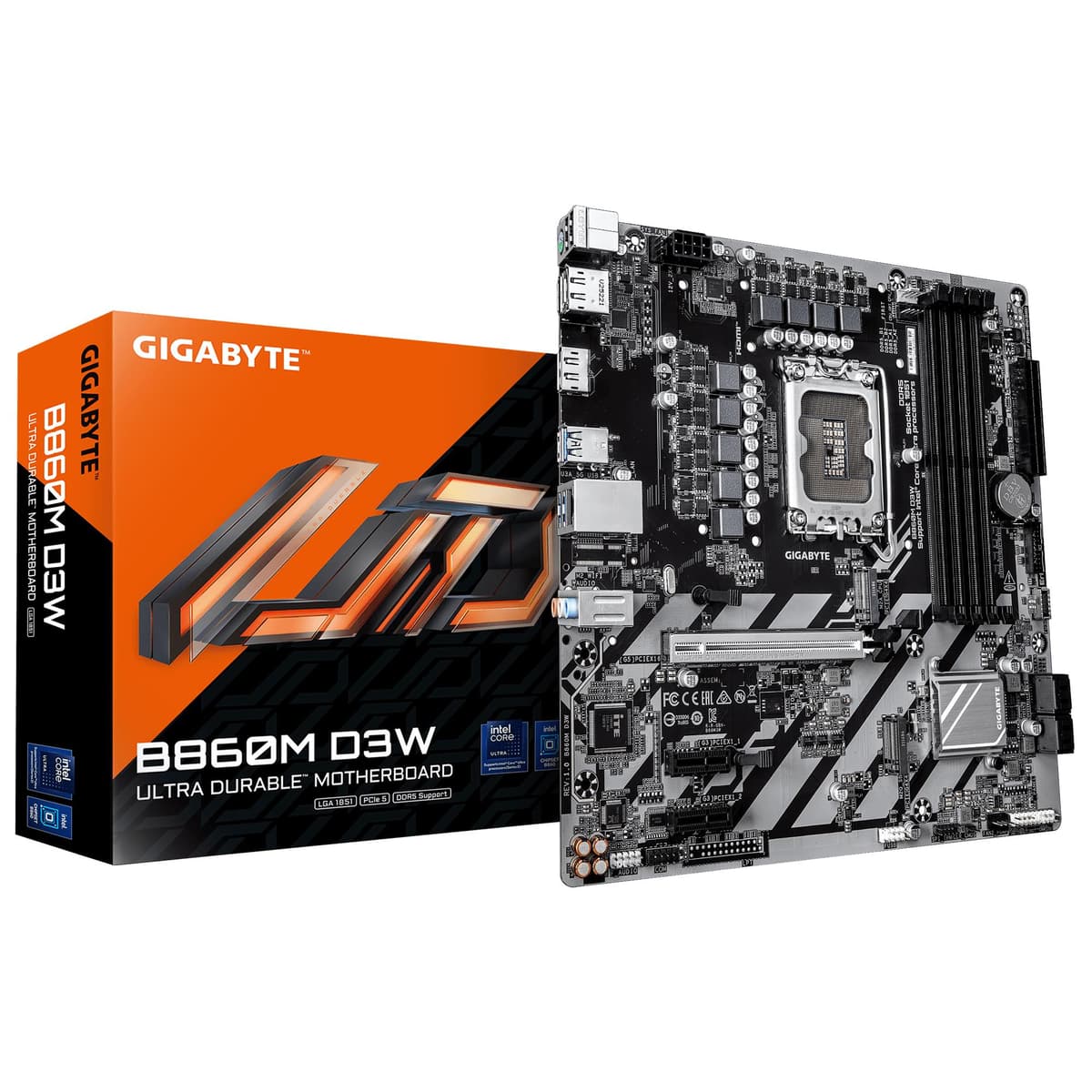 Mainboard|GIGABYTE|Intel B860|LGA 1851 (Socket V1)|micro ATX|RAM DDR5-SDRAM|4xSlots|2xNumber of M.2 (M) slots|B860MD3W