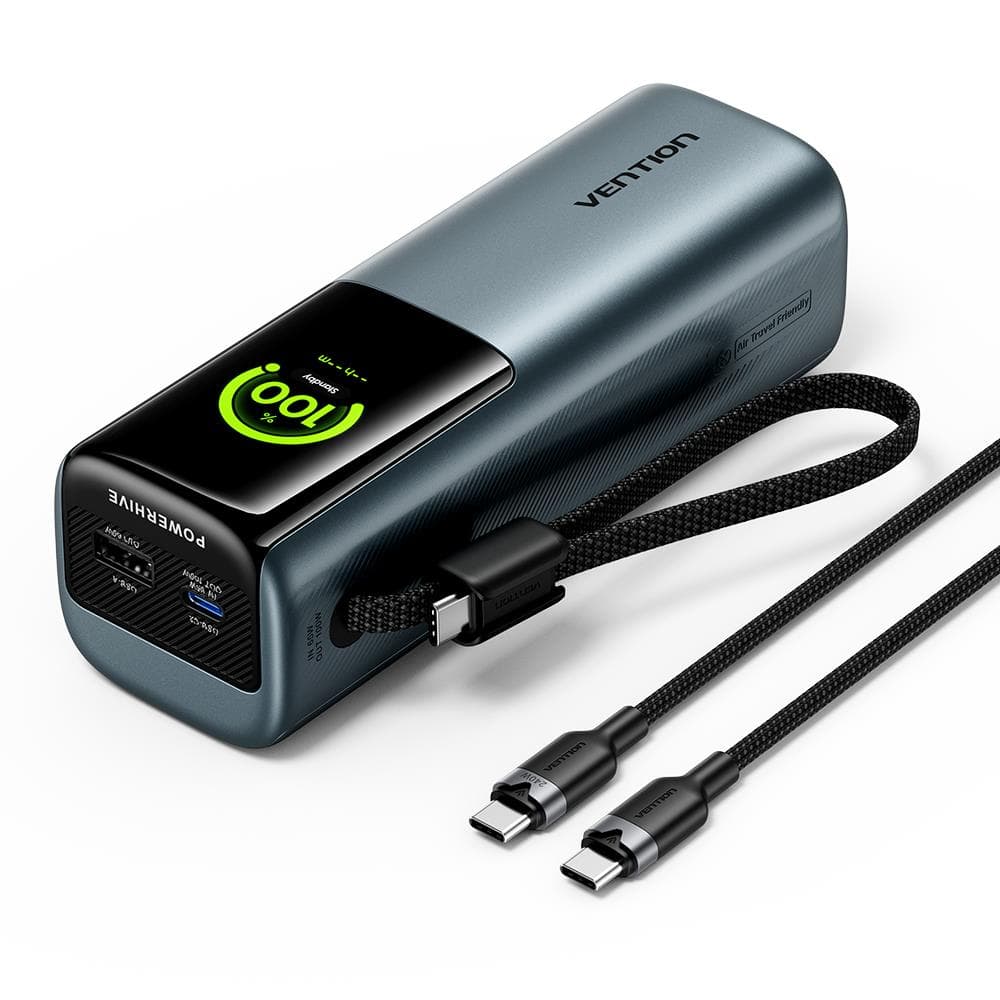 Vention 20000mAh 165W Power Bank with TFT Display – Grey