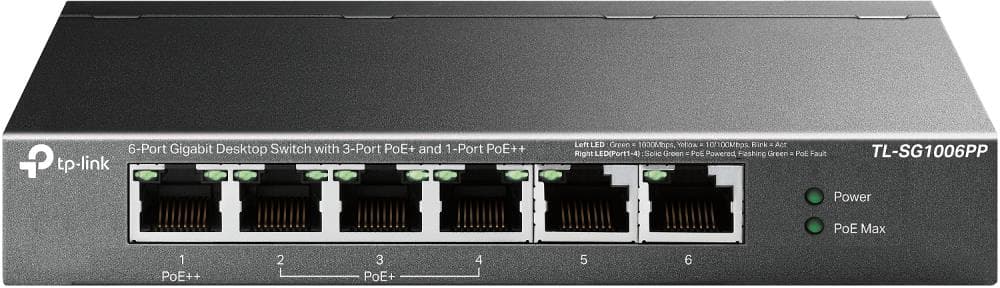 TP-LINK TL-SG1006PP 6-портовый коммутатор с PoE+