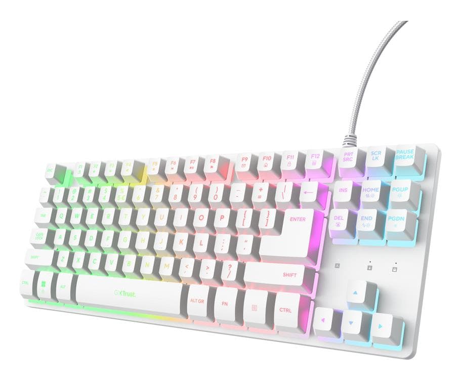 TRUST GXT 833W THADO TKL - Valge USB Mänguri klaviatuur