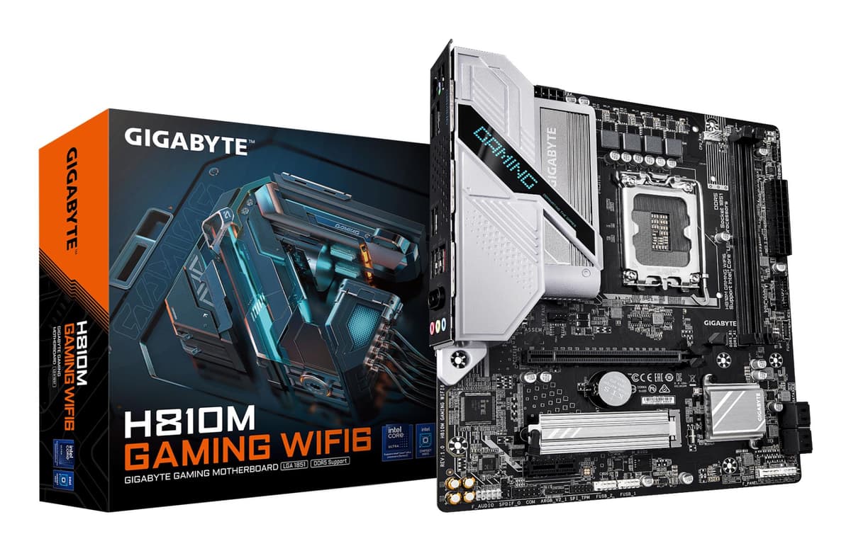 Mainboard|GIGABYTE|1xNumber of M.2 (M) slots|micro ATX|Intel H810|Bluetooth Yes|Wi-Fi Yes|2xSlots|RAM DDR5-SDRAM|LGA 1851 (Socket V1)|H810MGAMINGWIFI6
