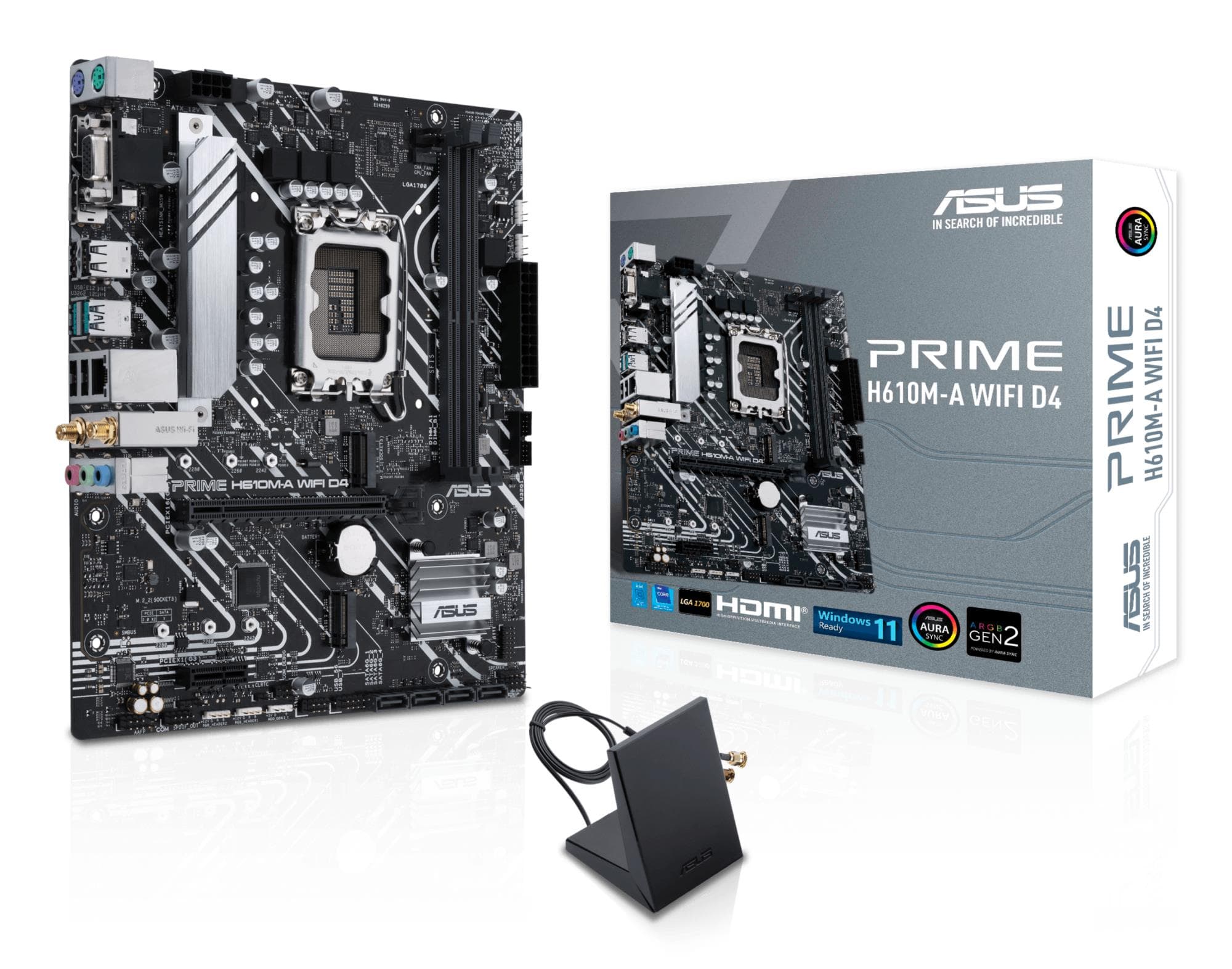 ASUS H610M-AWIFID4 emaplaat Intel LGA1700, DDR4, WiFi, Micro-ATX