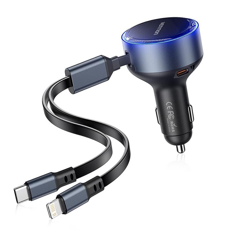 Автомобильное зарядное устройство Vention FFOB0 USB + USB-C (чёрное)