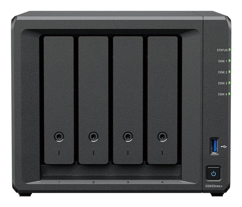 Synology DiskStation DS925+ 4-Bay NAS Server, 4GB RAM, Diskless