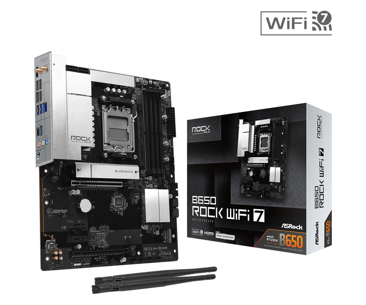 ASRock B650 Rock WiFi 7 emaplaat AM5, DDR5, ATX