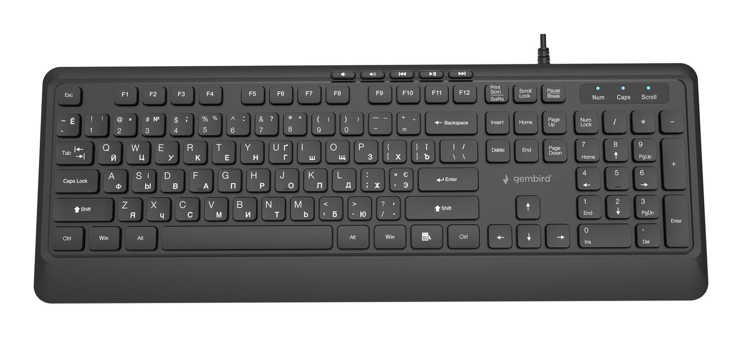Gembird KB-MCH-05 multimeediaklaviatuur USB, kirillitsa, must