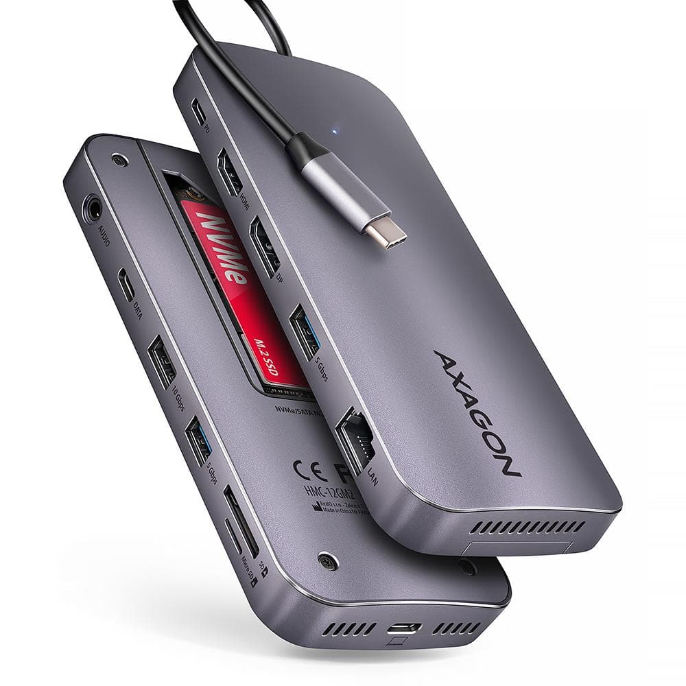 AXAGON HMC-12GM2 USB-C docking station 12in1